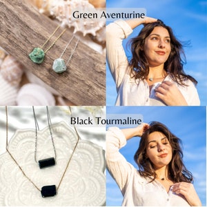 Raw Crystal Necklace, Birthstone Necklace, Healing Raw Stone Necklace, 14K Gold, Silver, Amethyst, Rose Quartz Necklace, Gemstone Jewelry imagem 7