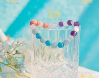 Stress Relief Crystal Bracelet: Amethyst, Rose Quartz, Selenite, Amazonite, Aventurine, Turquoise Howlite