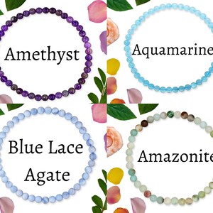 4mm Crystal Beaded Bracelet Stackable Power Mini Gemstone Beads Amethyst Aventurine Labradorite Moonstone Rose Quartz Citrine Tiger Eye image 3