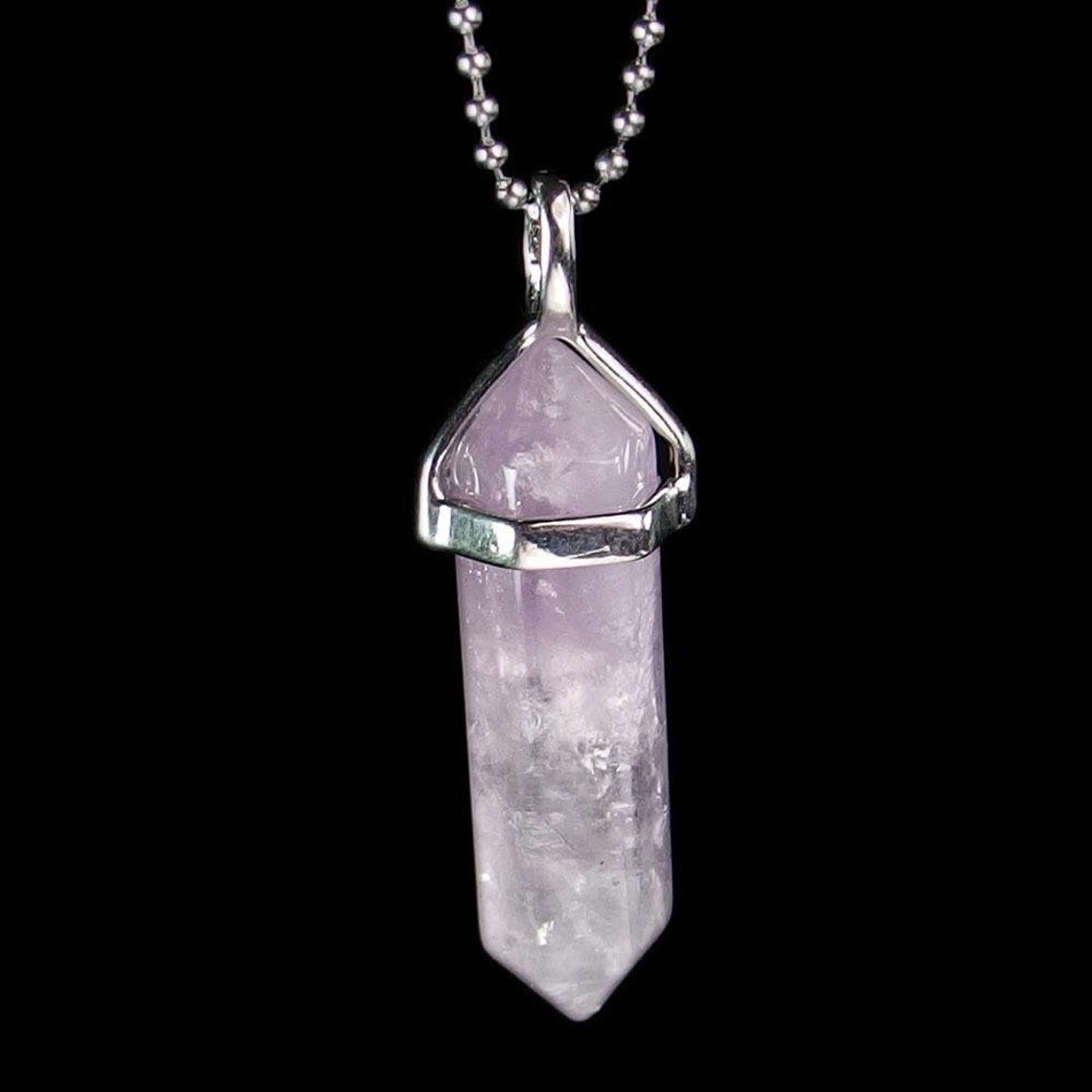 Amethyst Gemstone Crystal Pendant Necklace Healing Crystal Etsy