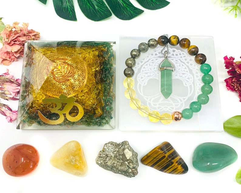 Attract Abundance Money Manifestation Crystal Kit Money Etsy