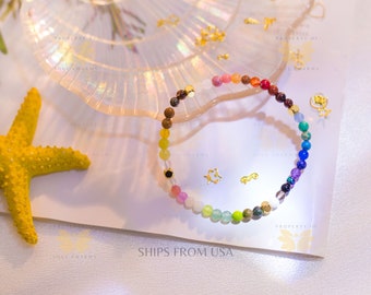 Dainty Chakra Crystal Bracelet: Zodiac Sign Constellation, Meditation Yoga