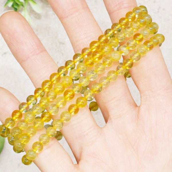 Citrine Beaded Crystal Bracelet 4mm Mini Beads Stackable | Attract Money Good Luck Wealth Abundance, Prosperity, Joy, Spiritual Gift for Her