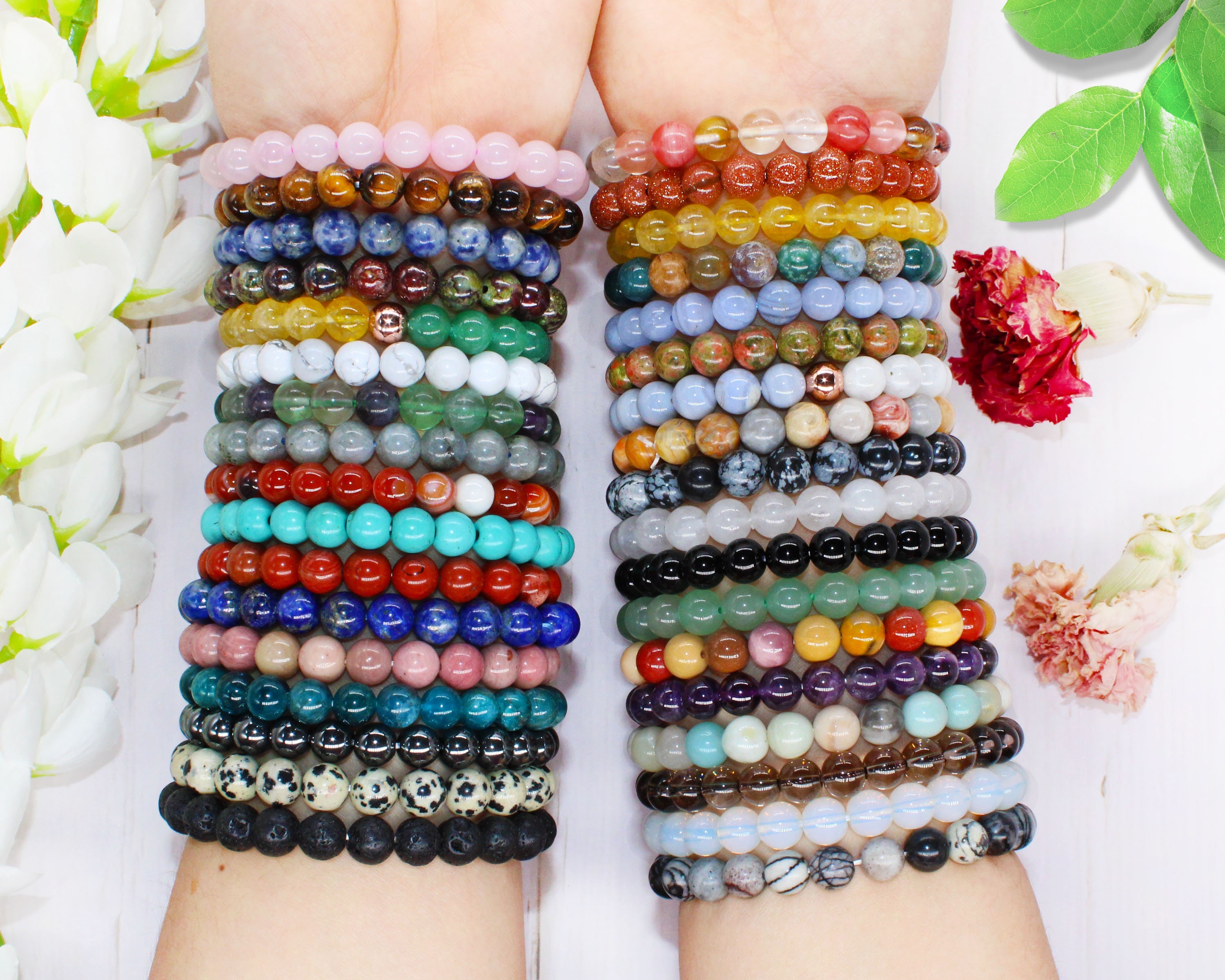 Genuine Crystals! Chakra Bracelet! Stretchy, Unique, Spiritual, Gemstones: 