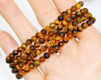 Tiger's Eye Beaded Crystal Bracelet 4mm Mini Beads Stackable | For Money, Success, Motivation, Will Power, Confidence, Spiritual Gift Her