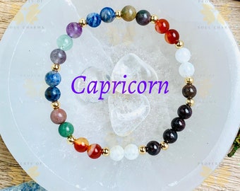 Capricorn Zodiac Crystal Bracelet: January December Birthstone Jewelry