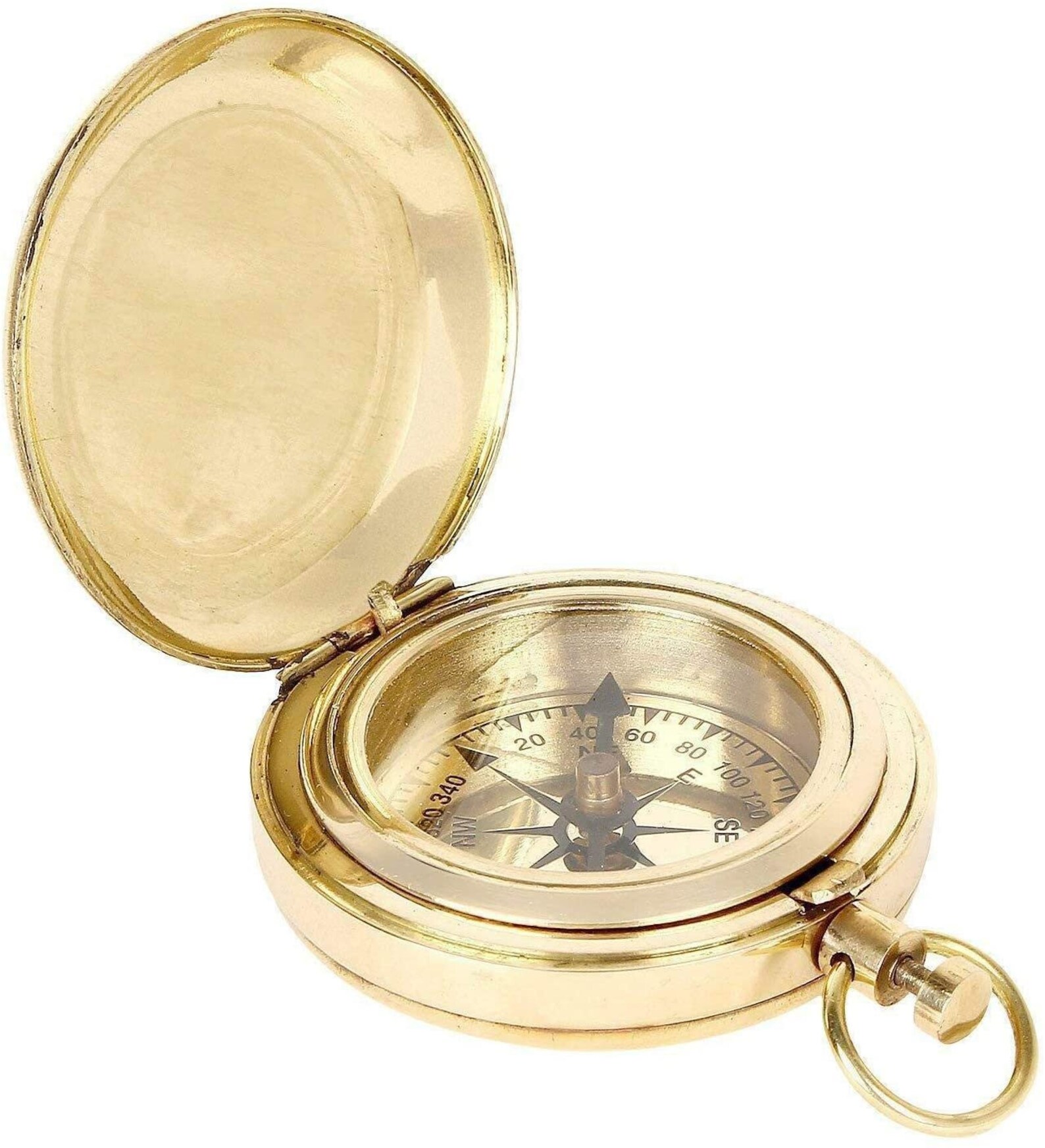 Nautical Brass Push Button Compass Vintage Small Pocket Etsy