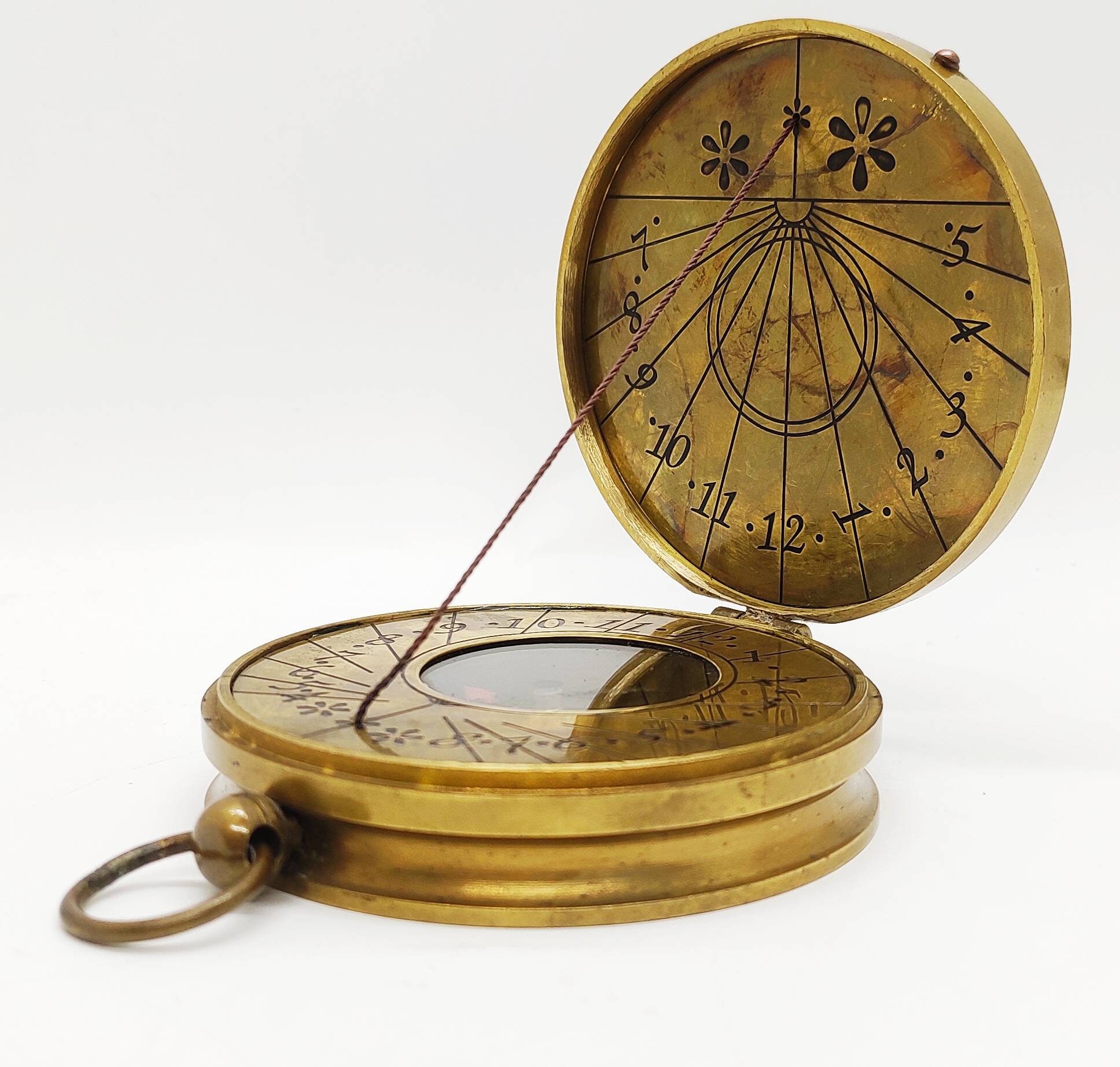 Antique Brass Thread Sundial Compass Lord Kelvin Sundial Etsy