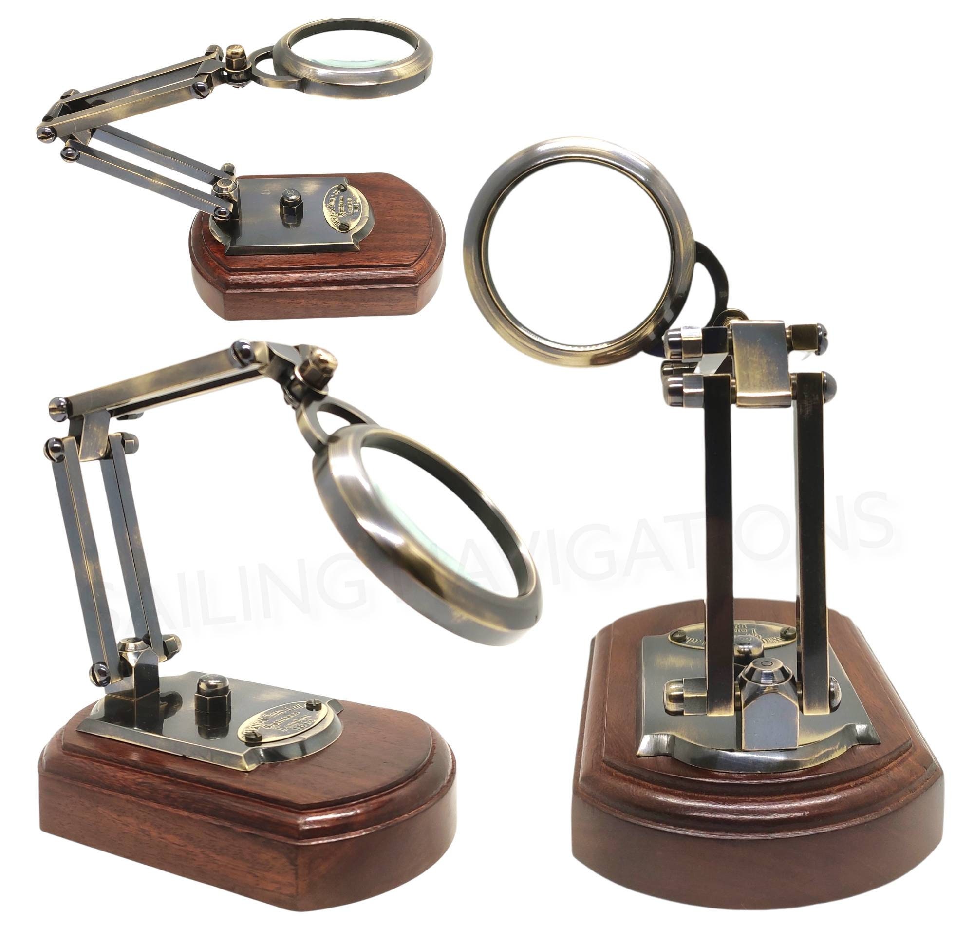 4" Brass Desk Magnifier Reading Glass Nautical Map Reader Desktop Magnifier 4" Brass Desk Magnifier Reading Glass Nautical Map Reader Desktop Magnifier