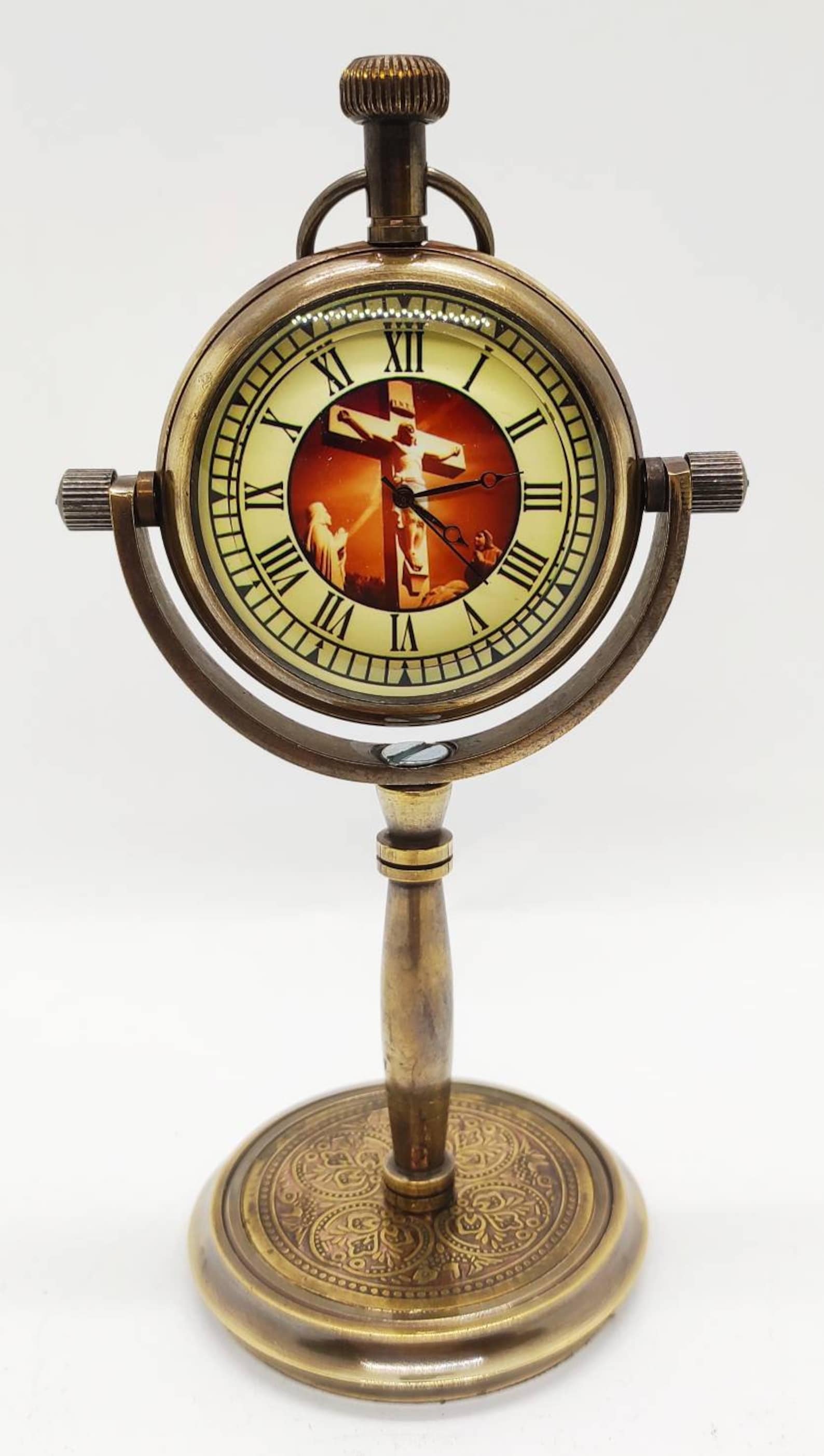 Antique Brass Table Clock Nautical Brass Desk and shelf Etsy