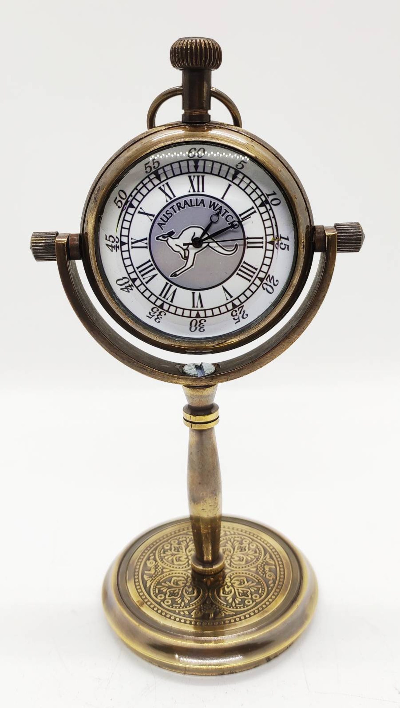 Antique Brass Table Clock Nautical Brass Desk and shelf Etsy