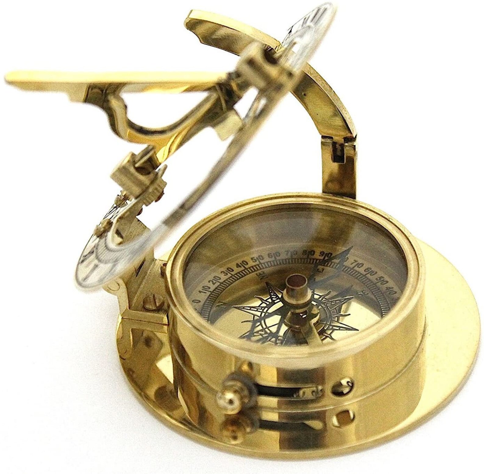 Brass Sundial Compass Solid Brass Pocket Sundial West Etsy