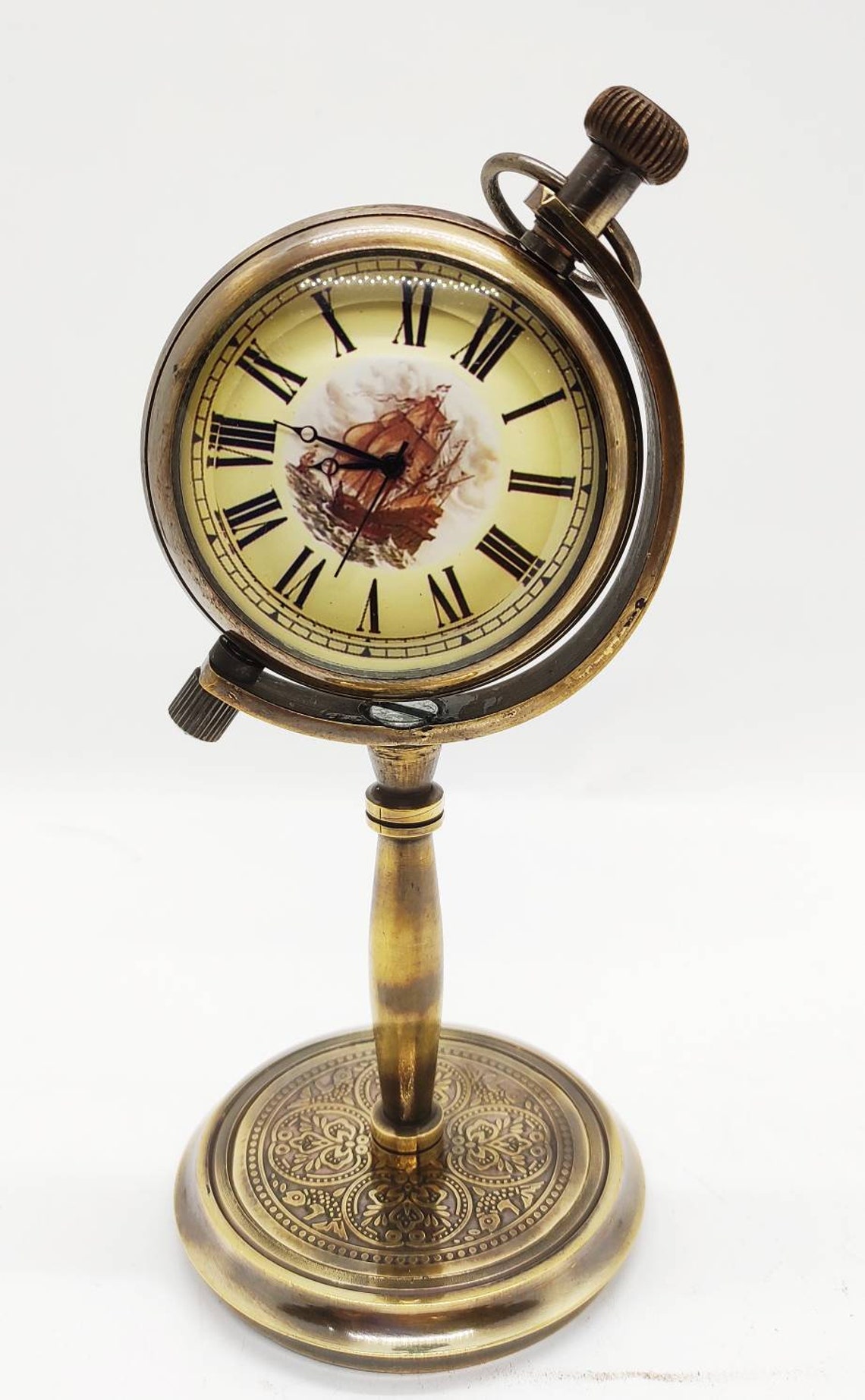 Antique brass table clock Etsy