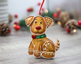 Dog Christmas Ornament, Gingerbread Dog Hand Personalized Christmas Ornament, Dog Christmas Tree Ornaments, Dog Ornaments Gingerbread