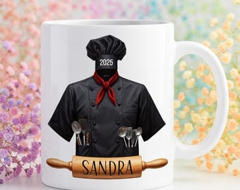 Chef Gift Personalized Mug – Add Name on Rolling Pin – Dishwasher Safe – For Cooks, Bakers & Foodies – 11oz or 15oz