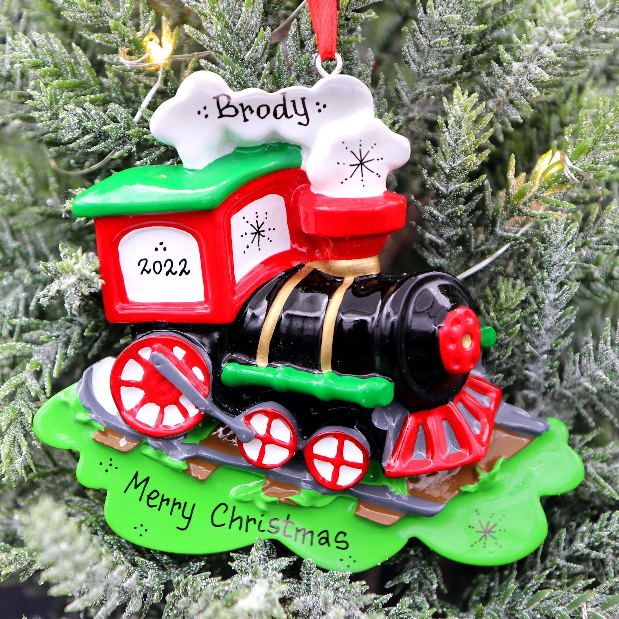 Adorno De Tren Choo Choo, Adorno Navideño De Tren Personalizado