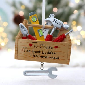 Personalized Handyman Ornament – Toolbox Christmas Tree Decor | Custom Name, Year & Message | Gift for Dad, Husband, Carpenter