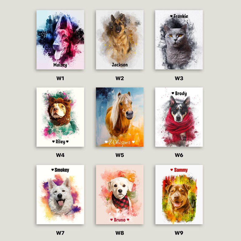 Photo to Watercolor Pet Portrait – Custom Dog Cat (any Pet), Pet ...