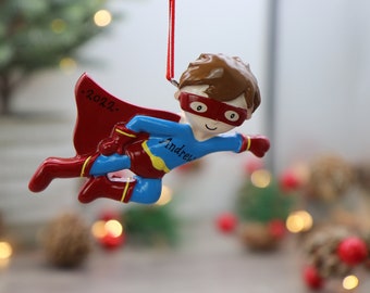 Super Hero Personalized Christmas Ornament, Super Hero Boy Personalized Ornament, Personalized Ornament for Boy, Little Boy Ornaments