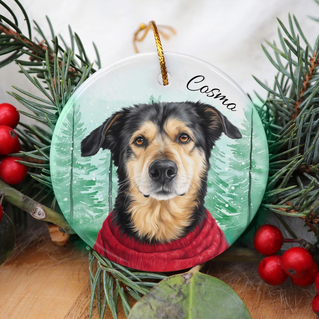 Personalized Pet Portrait Ornament, Custom Dog Ornament Made From Photo ...
