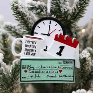 Personalized New Job Ornament 2025 – Custom Paycheck with Name, Amount & Date | First Job / Promotion Gift, Career Milestone