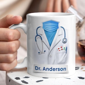 Custom Doctor Mug with Stethoscope & Face Mask | Personalized Medical Gift for Doctors, Nurses, and Healthcare Students
