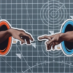 Michelangelo&#39;s Portal - Vinyl Sticker (Die Cut) (Approx. 10x7cm) | Parody, Pop Culture, Videogames, Portal, Valve, Half Life, Left 4 Dead