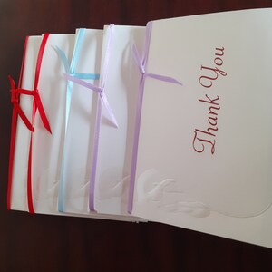 Thank You Handmade Double Cards five for 21.50 one for 5.50 with Ribbon Different Colors White Cala lilies  Size 5*3.5''. With envelopes.
