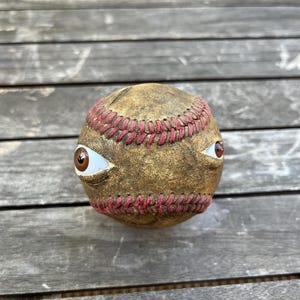 OOAK Baseball eyes  folk outsider art  monster includes FREE gifts