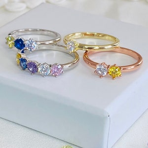 Birthstone Ring, Family Birthstone Ring, Personalized Birthstone Ring, Multi-Stone Ring, Gift for mom, Birthday Gift, Gift for her. image 2