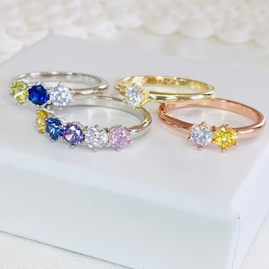 Birthstone Ring, Family Birthstone Ring, Personalized Birthstone Ring, Multi-Stone Ring, Gift for mom, Birthday Gift, Gift for her.