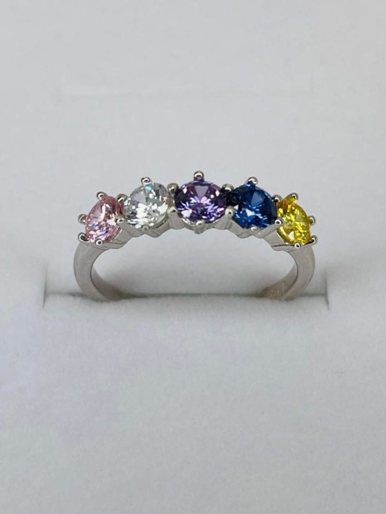 Birthstone Ring, Family Birthstone Ring, Personalized Birthstone Ring, Multi-Stone Ring, Gift for mom, Birthday Gift, Gift for her. image 6