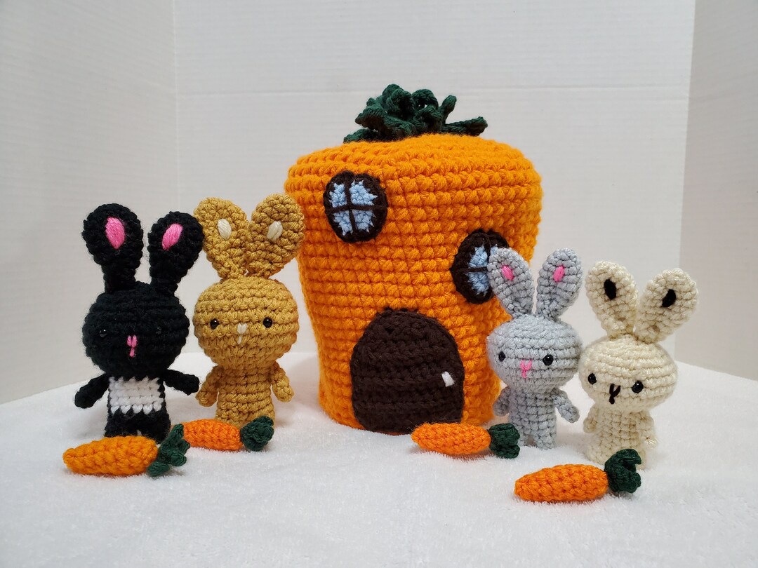 Crocheted Bunny House and Rabbit Family - Etsy
