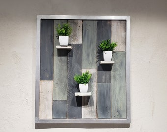 Green wall and pallet wood painting