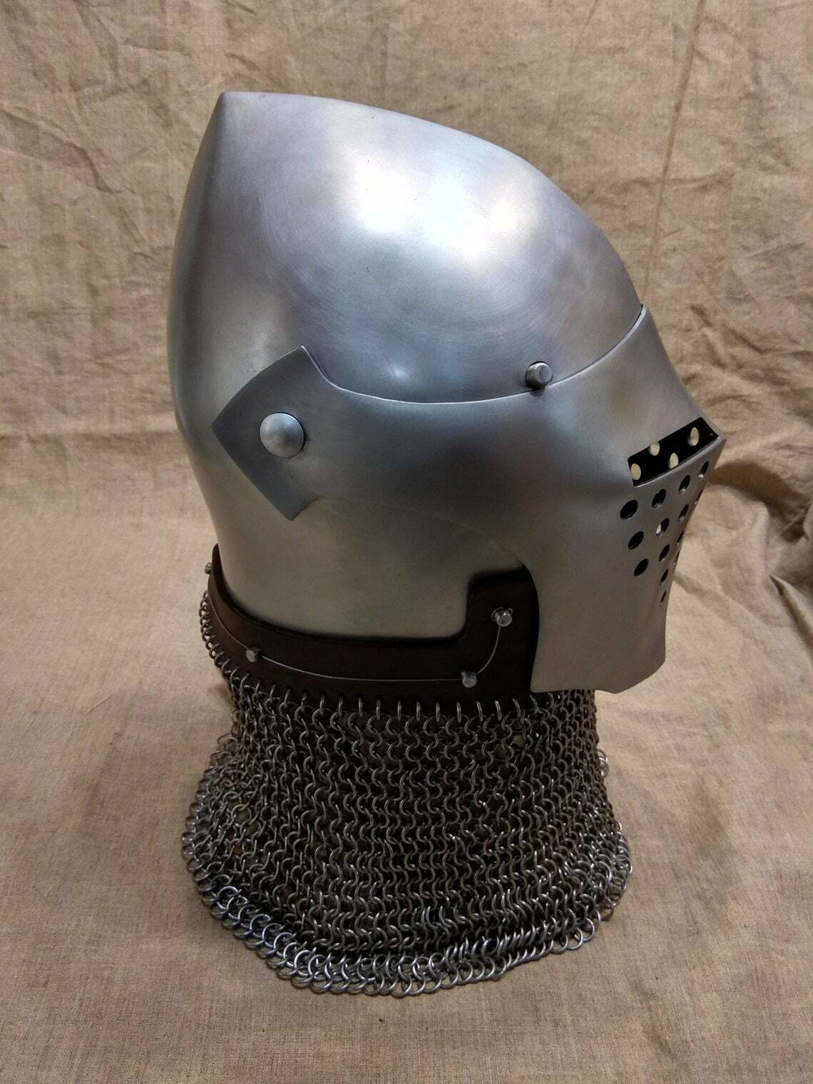 Details about   18GA Steel Medieval Turban Helmet Replica Helmet With Liner And Chain Mail YZ478 