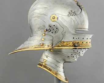 Sallet Helmet with Chin Strap Medieval Archer Celesta Helmet SCA Costume 