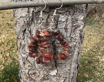 Jasper Gemstone hoops with silver