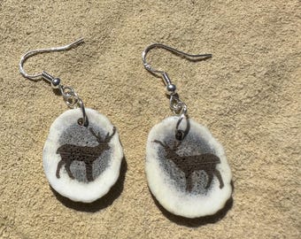 Deer print antler earrings