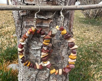 Large Mookaite Gemstone hoops