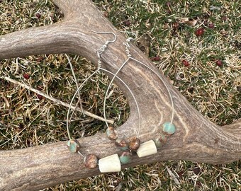 Antler and  bead hoop earrings.