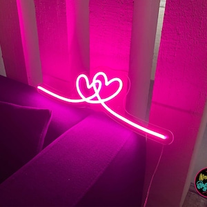 Double Heart Neon Signs,Custom Neon Sign,Twin Heart LED Neon Sign,Wedding Party Decor Sign,Bedroom Desktop Neon Decor,Gift Apartment Decor