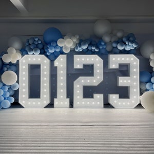 Luces de letras de marquesina de 3 pies/4 pies, letras grandes iluminadas, letrero gigante con números del 0 al 9, letras decorativas para bodas, eventos y fiestas de cumpleaños.
