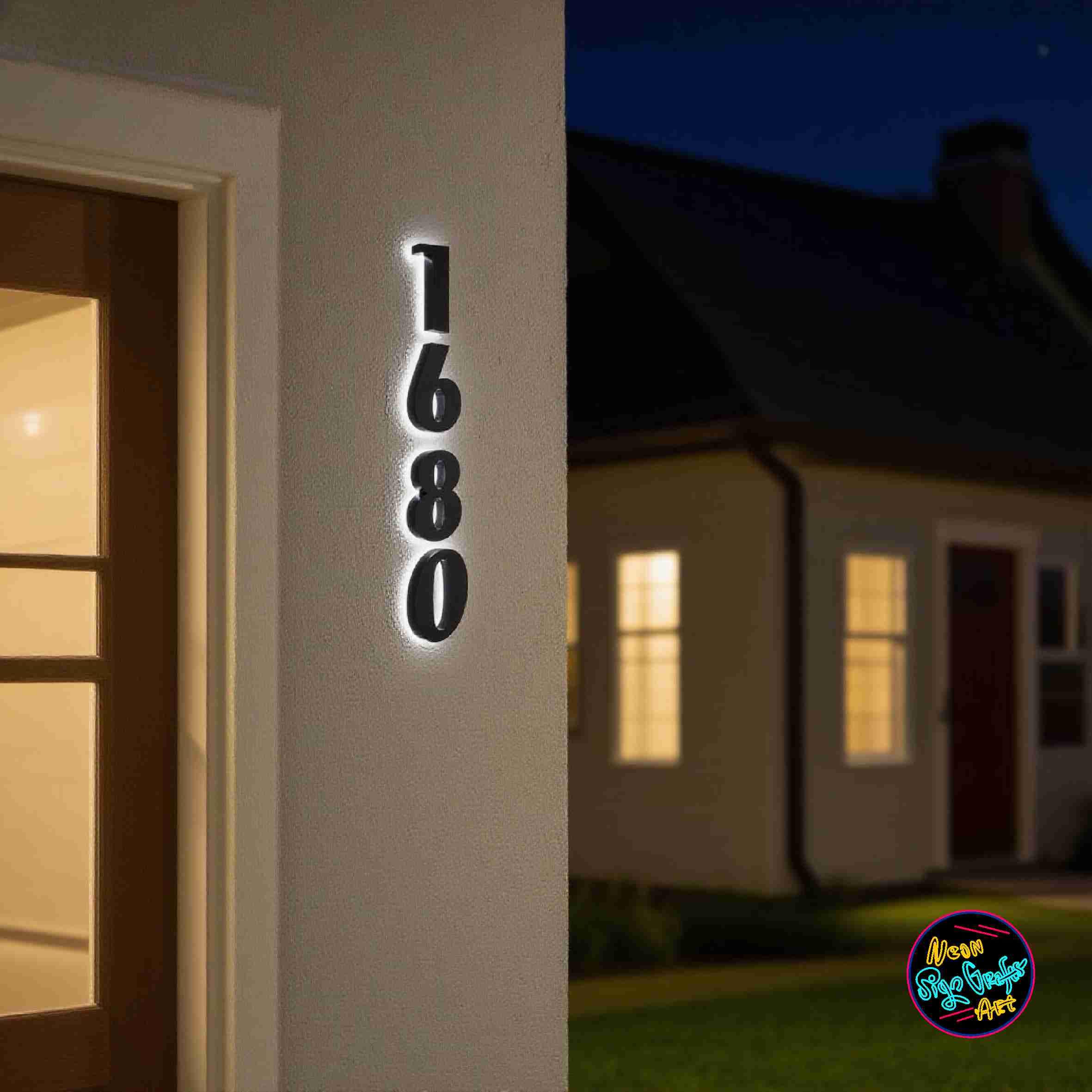 4” to 16” LED House Number, Moder Metal Illuminated Digital House ...