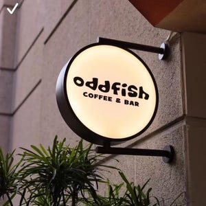 Double-Face LED Light Box Sign -  Weatherproof Metal Illuminated Sign - Custom Storefront/Cafe Light Box - Outdoor Metal Led Sign
