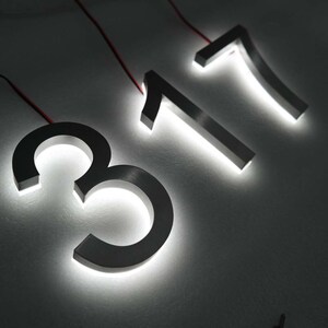 Sinal de número de casa ao ar livre, sinal de quarto de hotel de metal moderno, sinal de número de endereço personalizado, placa de endereço, sinal retroiluminado de rua, decoração de casa, sinais