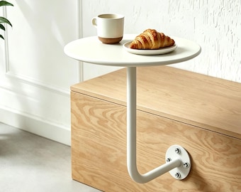 Industrial Style Wall Mounted Dining Table, Space Saving Metal Cafe Table for Small Balconies