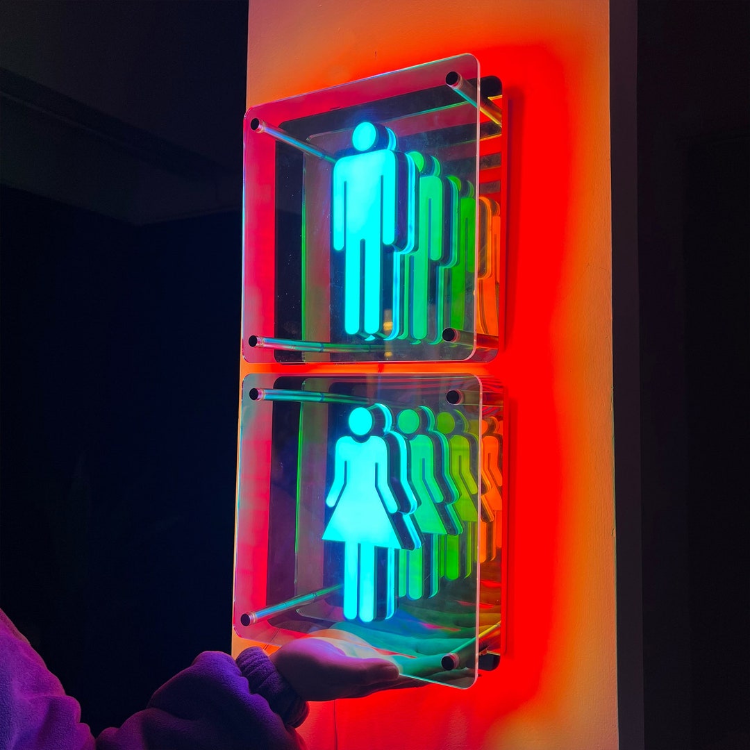 Led Restroom Sign Modern LED Bathroom Door Sign,men's and Women's Restroom,modern Office ...