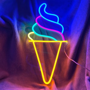 Signo de neón de helado, letrero de neón de decoración del hogar, letrero de neón del dormitorio Decor.Cloud luces LED de pared, luz de neón, letrero de neón de decoración de bodas, letrero de neón personalizado
