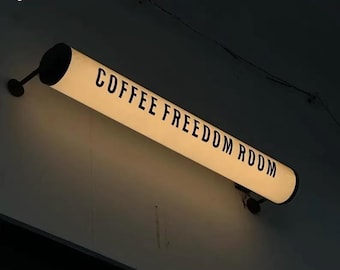 Customized Round LED Storefront Sign,Personalized LED Pub Sign,Custom Light Box for Cafe & Restaurant,Weatherproof Business Signage Lightbox