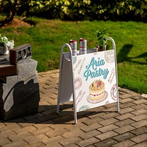 Custom A-Frame Sidewalk Sign - Double-Sided Outdoor Chalkboard Sign - Durable Metal Sandwich Board for Restaurant, Cafe & Retail Advertising
